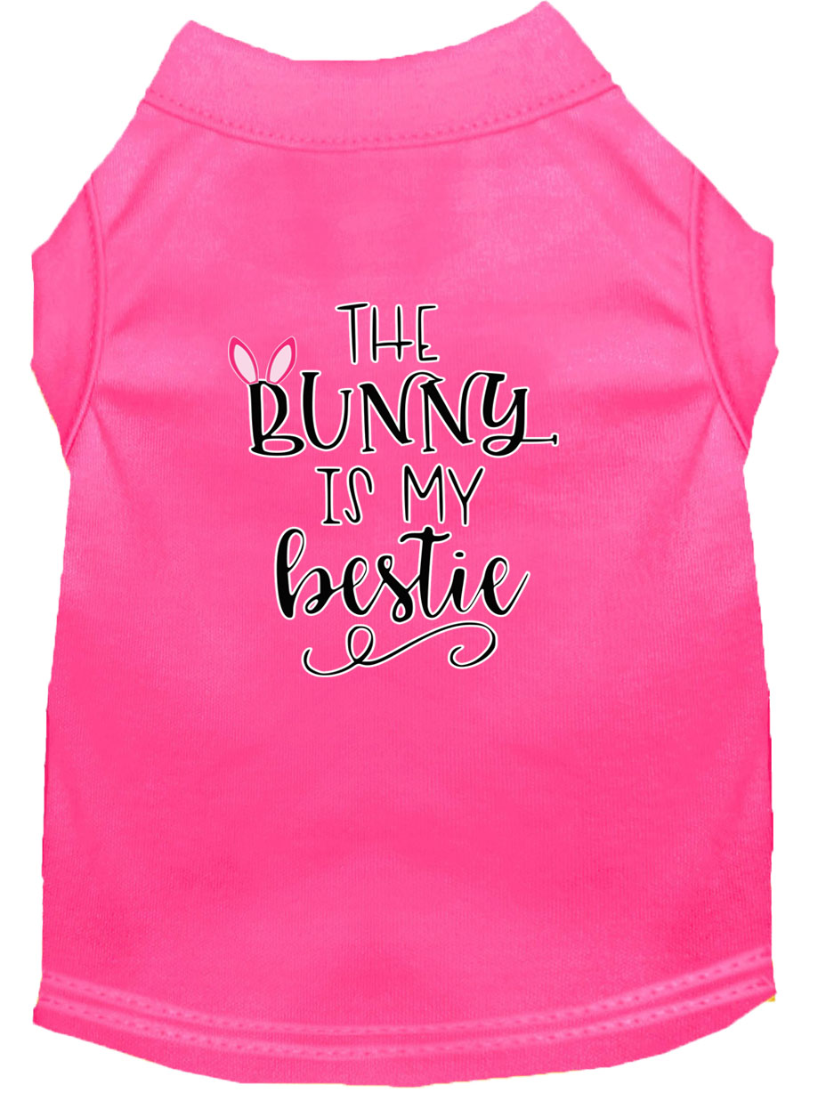 Bunny is my Bestie Screen Print Dog Shirt Bright Pink Lg
